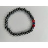 Bracelet boules noires/acier + couleur drapeau ARM